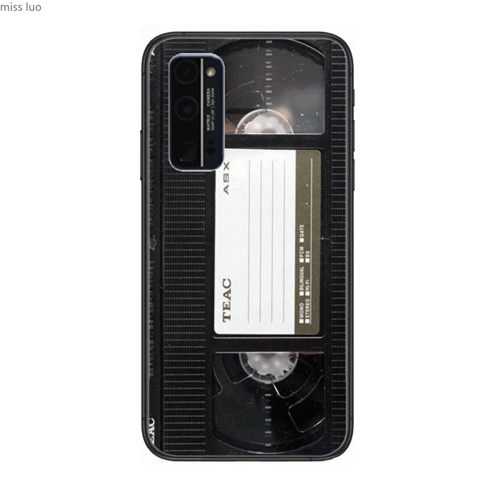 

Retro MagneTic Tape Mobile Phone Case Hull For Huawei Honor 8 9 10 20 30 A S Lite Pro 5g i Black Back Soft Cell Cover Pretty