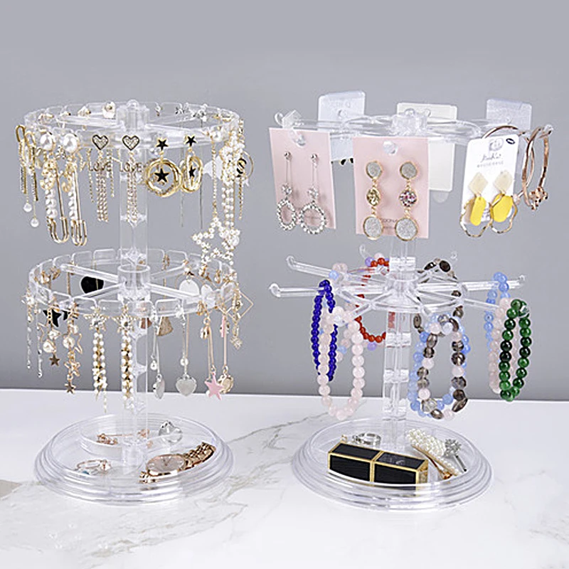 

1pcs rotating earring storage rack earring finishing bracelet hanging necklace small jewelry rack hair ring jewelry tray