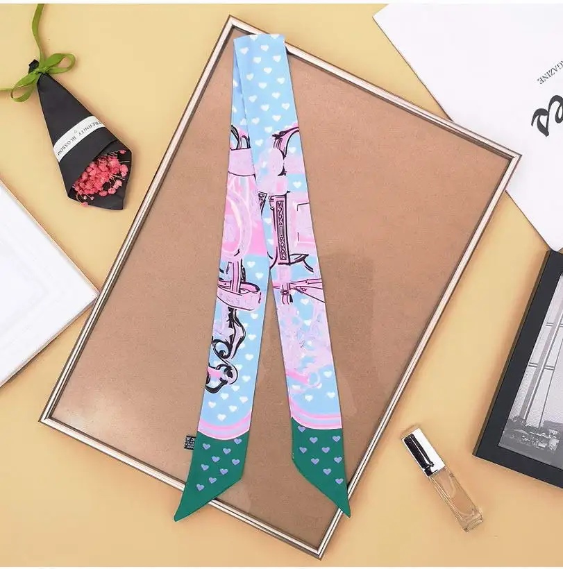

Women 's Korean -Style All -Match Spring and Autumn Silk Scarf Square Scarf Thin Narrow Long Decorative Scarf