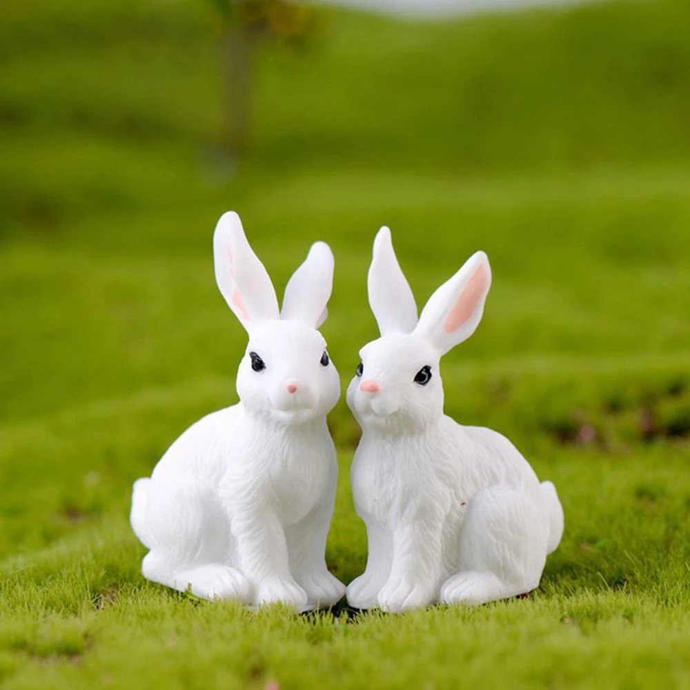 Cute Rabbit Easter Miniature Resin Craft Mini Bunny Ornament Fairy Garden Supplies Home Figurine Animal | Дом и сад