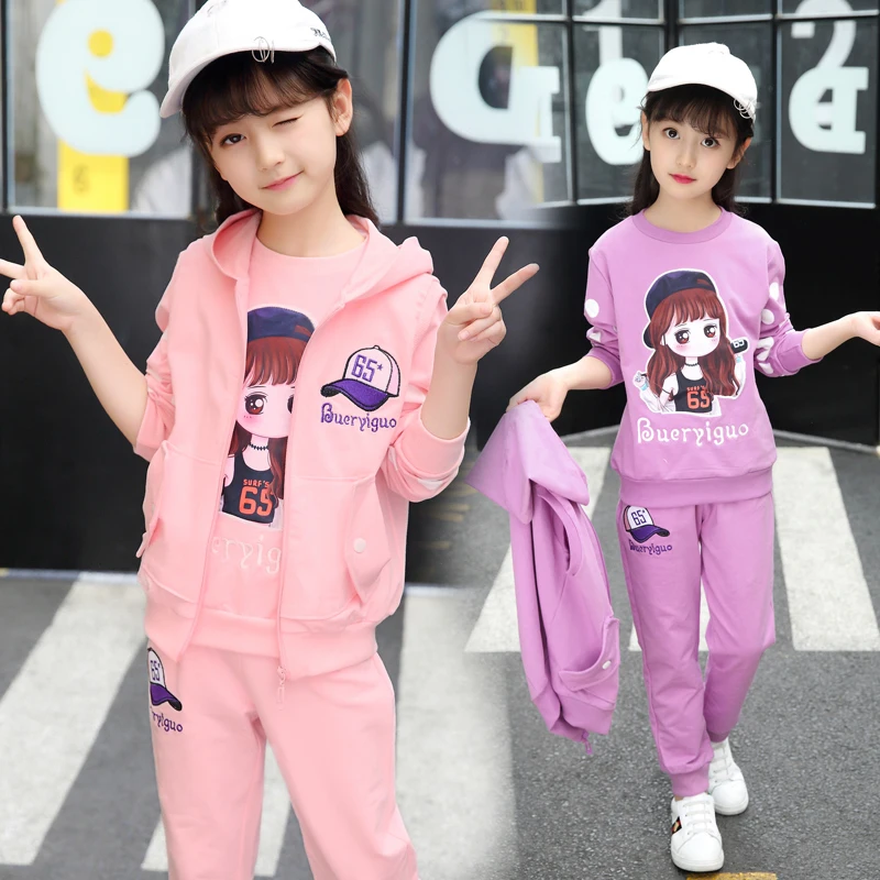 

Autumn Winter Girls Warm Clothing Sets Boys Casual Sports Suit Children Cotton Thick Velvet Hoodies+T-shirt+pants 3pcs