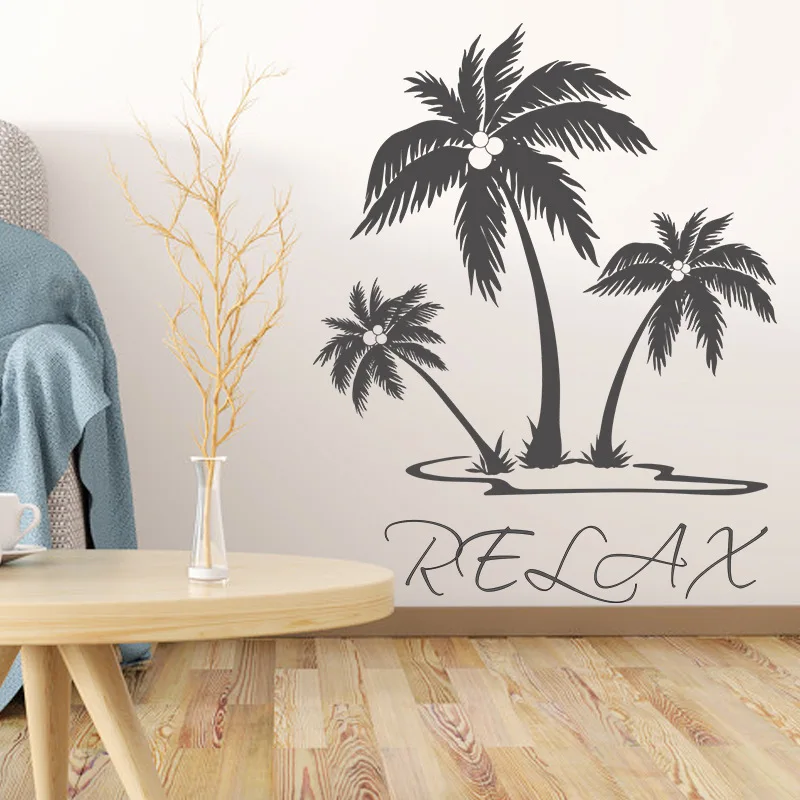

Retro Tropical Coconut Tree Wall Sticker Living Room Bedroom Wall Art House Decoration DIY Vinyl Wallpaper Self-adhesive Decal