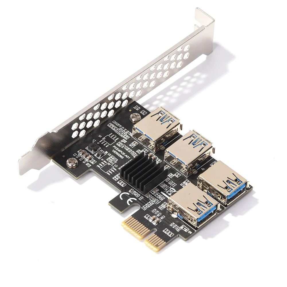 

PCI-E Райзер-карта от 1 до 4 USB 3,0, Усилитель-концентратор PCI-Express от 1x до 16x, адаптер Райзера для майнинга BTC ETH, адаптер майнера
