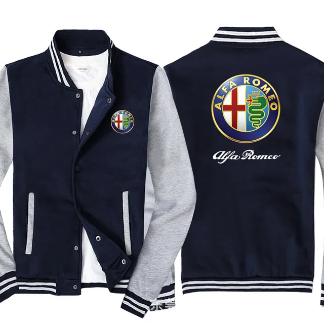 

Baseball Jacket Spring Autumn Fleece Cotton Slim Fit Jacket Alfa Romeo Car Logo Sweatshirt Fashion Hip Hop Harajuku Male Cloth Y