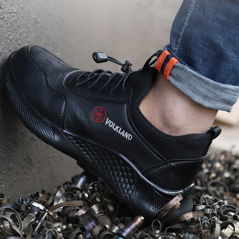 Черные защитные ботинки Для мужчин Сталь носок сочетается со всем Рабочая обувь