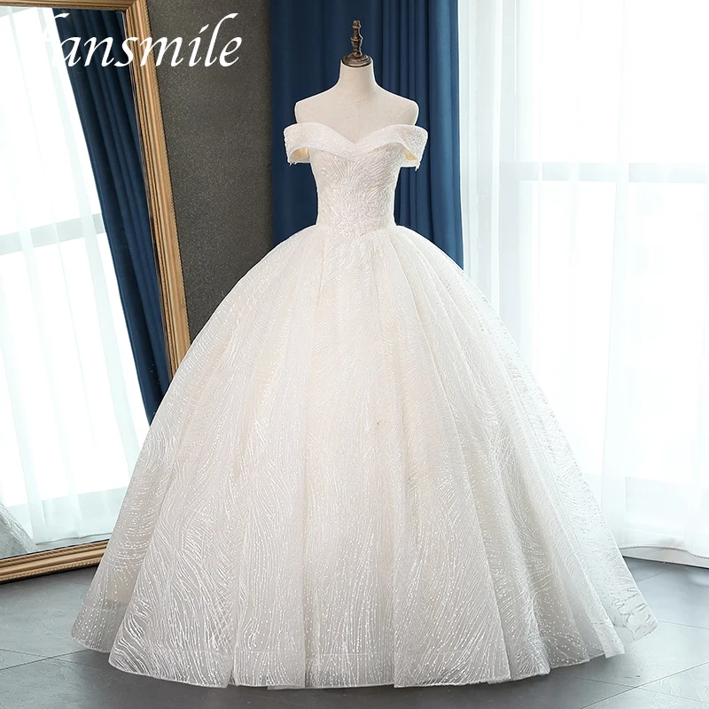 Fansmile новое качество Vestido De Noiva кружевные свадебные платья размера плюс Индивидуальные свадебные платья свадебное платье FSM-057F
