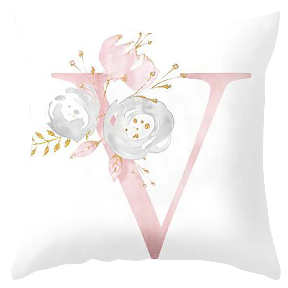 Чехол для подушки с английским алфавитом и цветочным принтом | Дом сад