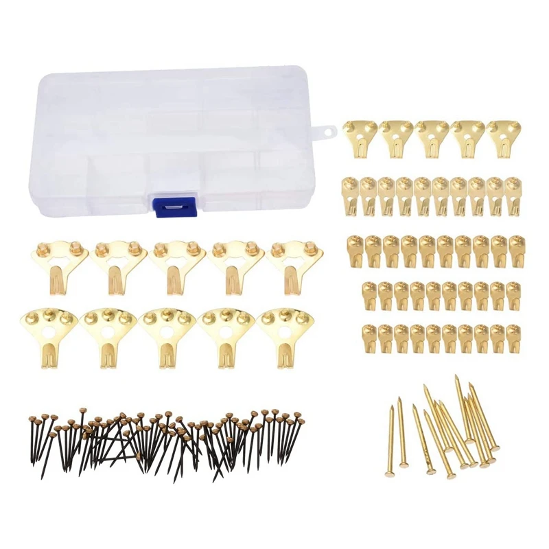 

Professional Photo Frame Wall Hanging Hook, Metal Frame Hanger Hook, 130 Pieces, with Wall Nails