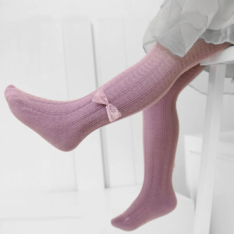 

Baby Girls Pantyhose Spring-autumn Cute Pink Bow Pants 1-5y Girls Cute Jacquard Base Pantyhose Infant Baby Foot Trousers