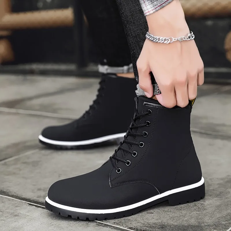 

Мужские ботильоны из ПУ кожи, черные или желтые непромокаемые Нескользящие ботинки на шнуровке, в британском стиле, весна-Зима 2022