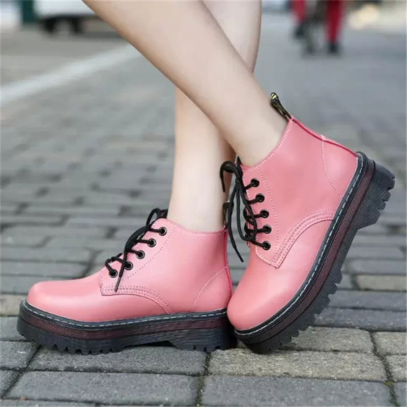 Женские ботинки ботильоны на платформе зимняя обувь плоской подошве со