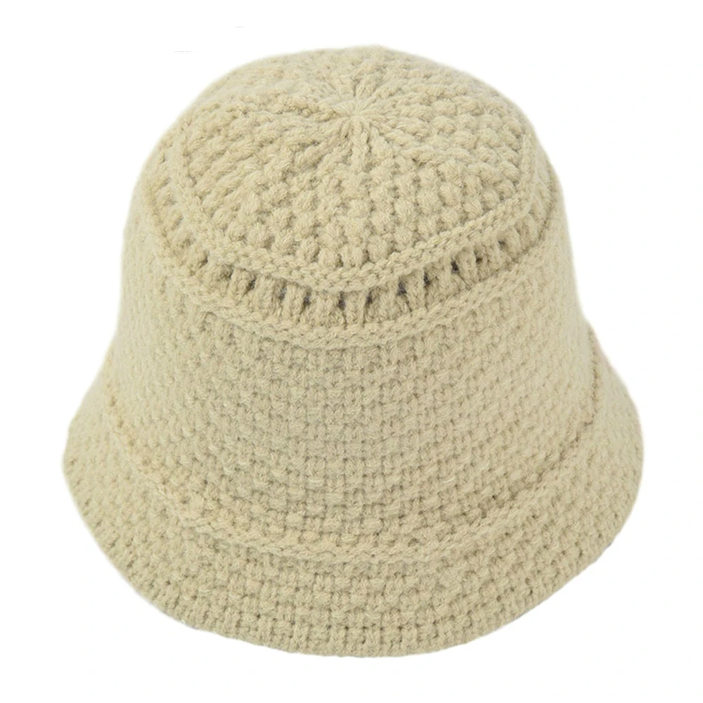 HOAREE Yellow Knitting Bucket Hat Womens Autumn Winter Women Hat Solid Harajuku Ladies 2021 New Arrival Wide Brim Fisherman Cap
