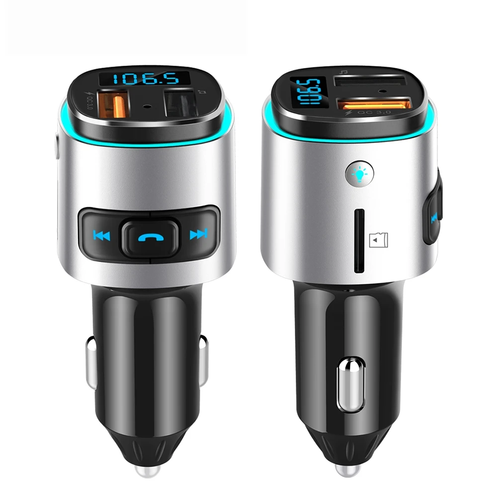 VicTsing Bluetooth 4,2 fm-передатчик QC 3,0 зарядное устройство AUX модулятор беспроводной автомобильный Радио адаптер TF USB MP3 плеер окружающий светильник