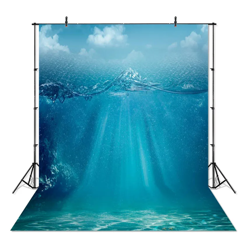 Underwater World Photography Background Sunlight Deep Blue Water Sun Ray Backdrop Seabed Decoration Party Newborn Photo Studio |