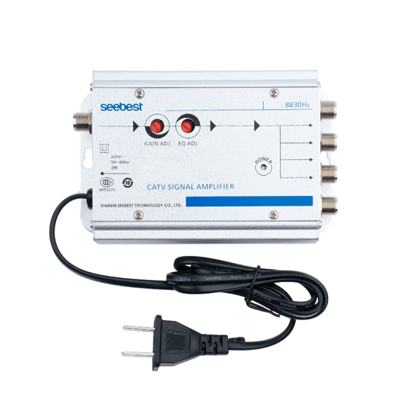 AC 220V ЕС вилка 30 дБ регулируемый кабель 45-860MHz 2W ТВ усилитель сигнала 1 в 4 Out CA |