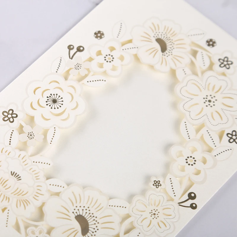 1 шт. лазерная резка свадебные приглашения элегантные роскошные цветочные