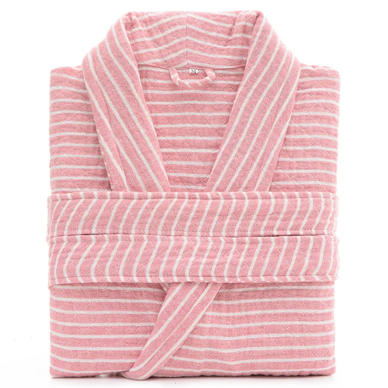 

Three layers 100% Cotton Unisex Robe Sexy Bath Robe Men Women Sleepwear Washing Gauze Sleeprobe Females Casual Home Bathrobe