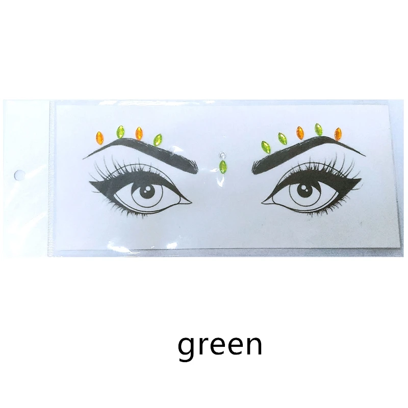 03 green 1 шт. Европейский Золотой временный тату-наклейки для лица пятно Водонепроницаемый Кристалл веснушки бронзовые глаза Блестки для макияжа флэш-инструменты - Цвет: 03 green