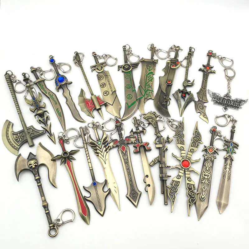 

A variety Of Online Game Peripheral Figures Raven Dema Weapon Model Metal Pendant Keychain Gift