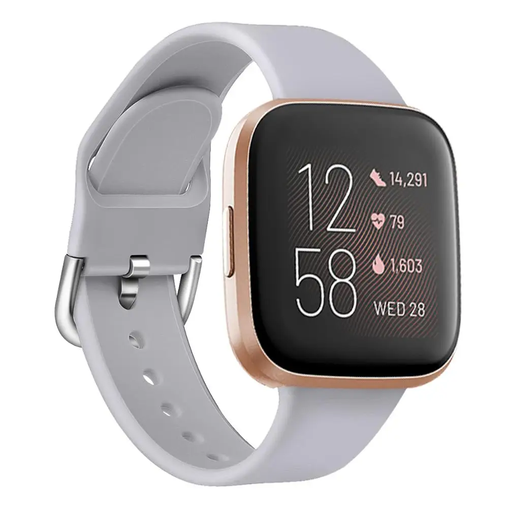 Light Gary Высококачественный чистый цветной Браслет для Fitbit Versa 2/Versa Lite водонепроницаемый сменный мягкий силиконовый ремешок для часов Correa - Цвет: Light Gary