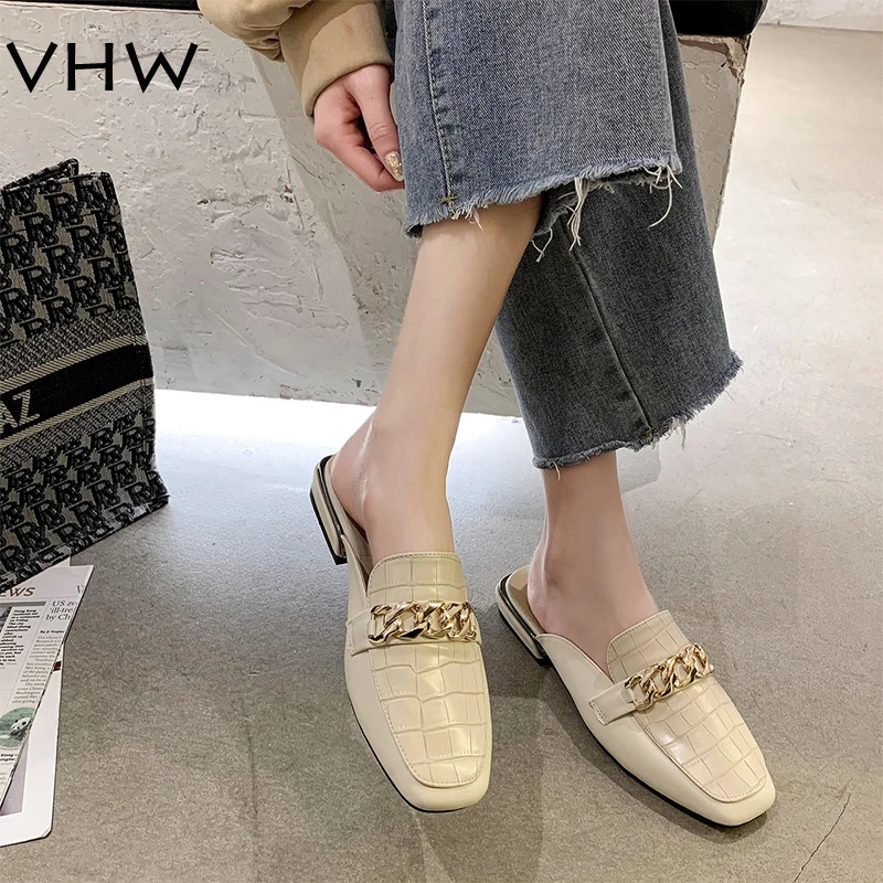 

Spring Women Slippers Summer Fashion Designer Beige Slides Lady Outside Casual Shoes Sandels Women Black Mules Shoe Plus size 42