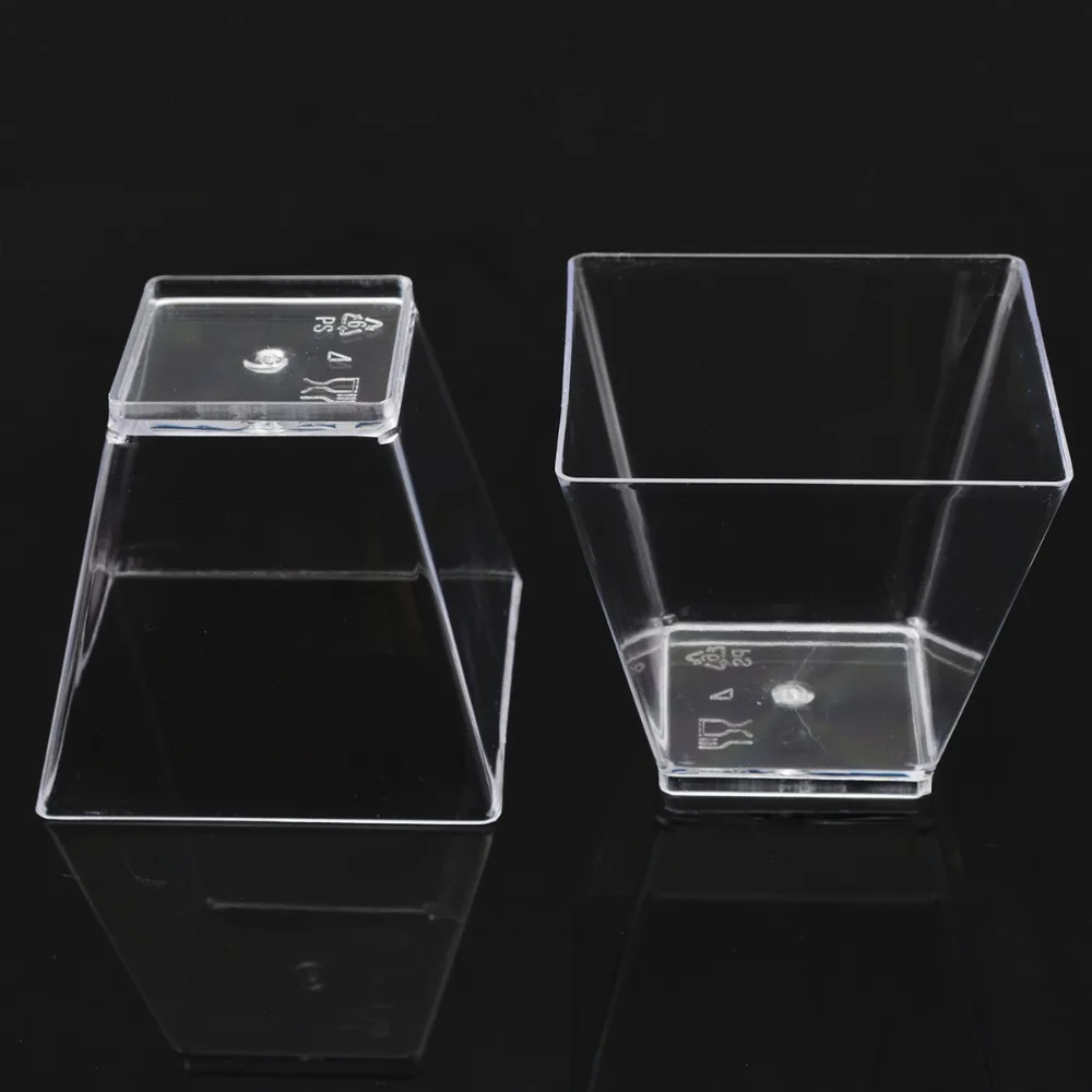 60ml Mini Square Dessert Cup Cube Plastic Sample Dish Cake Jelly Pudding Cups Party Kitchen Accessories LOYPA | Дом и сад