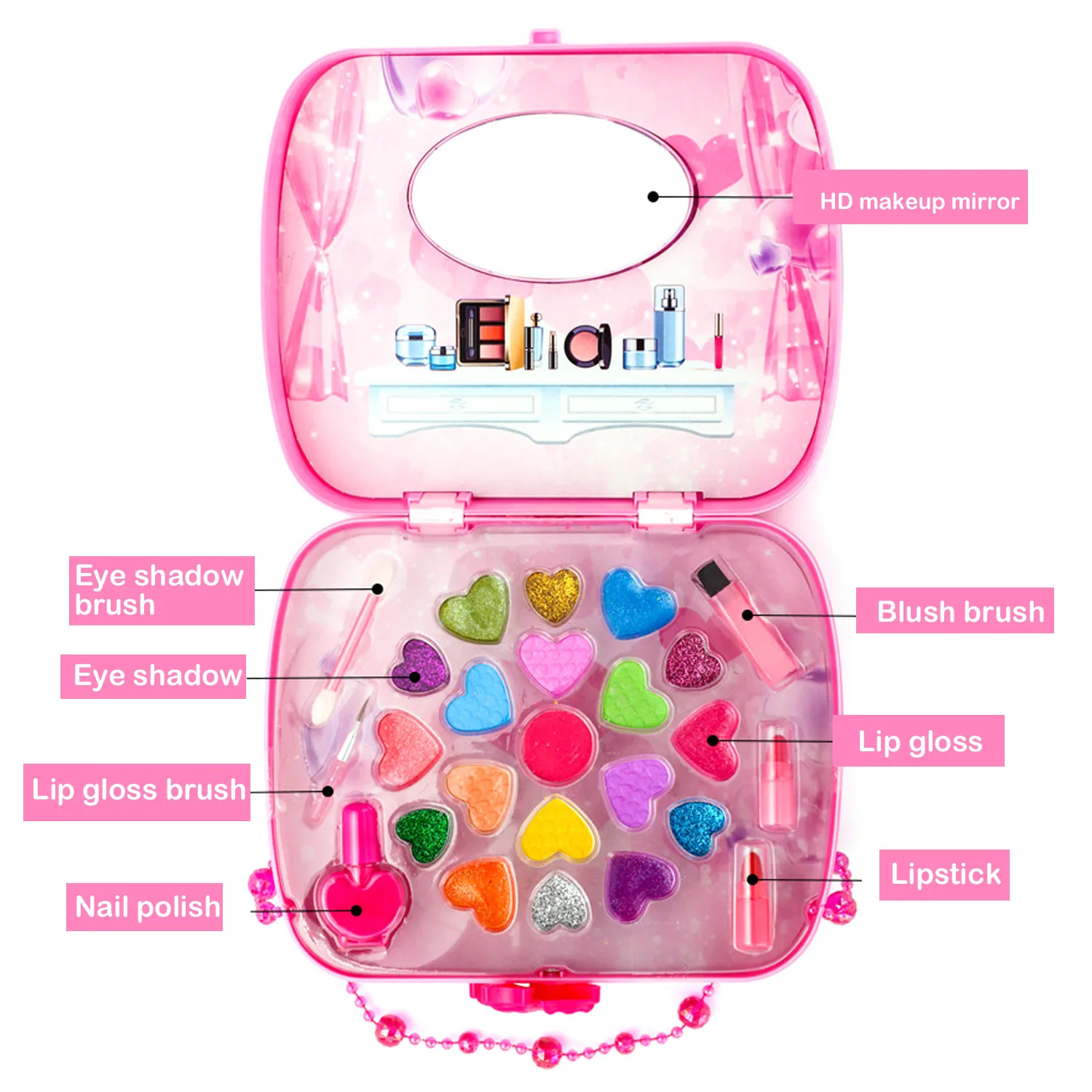 Косметика для макияжа детей и девочек комплект игрушек с сумочкой ролевых игр
