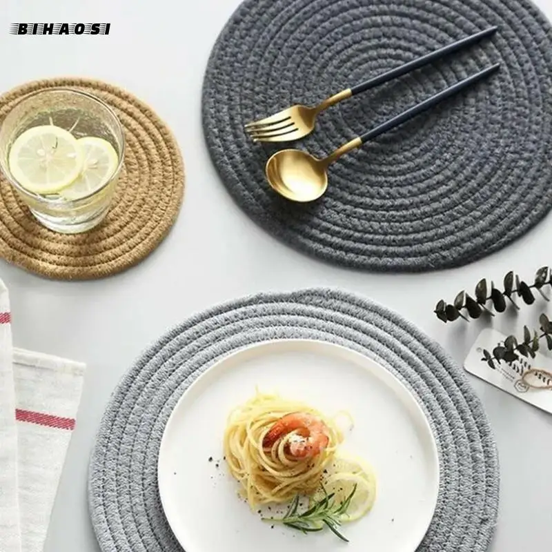 Тканый коврик для домашней кухни в скандинавском стиле из конопляной веревки