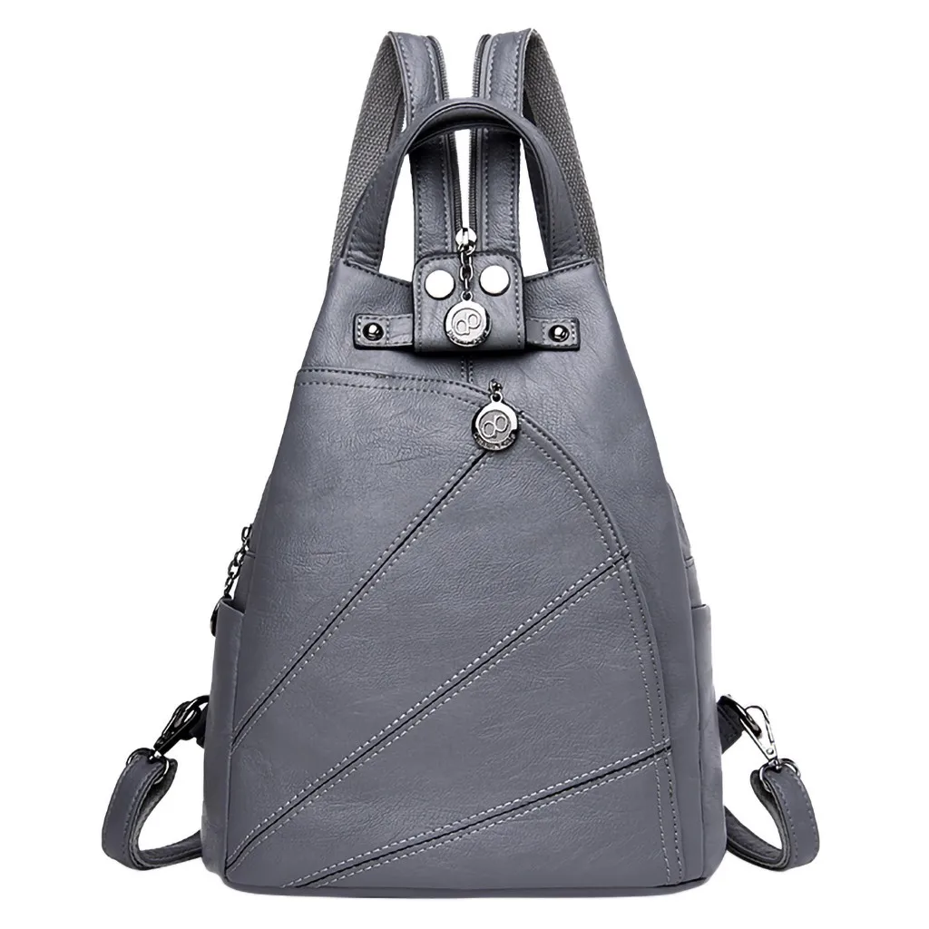 

Transer 2020 Women Ladies Fashion Korean Version Retro Travel Shoulder Tote bag Backpack High-quality Pu Leather Rucksack