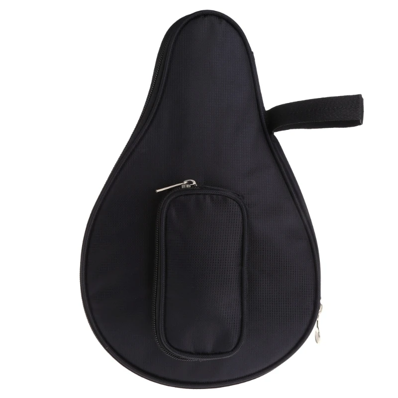 Waterproof Black Table Tennis Racket Bag PingPong Paddle Bat Case w/ Ball Pouch