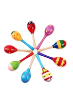 1pc 12x4cm infant toddlers wood sand hammer wooden maraca rattles sand hammer kids musical party favor child baby shaker toy