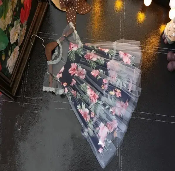 

Baby Girl Dress 2020 New Fashion Children Girls Floral Print Patchwork Lace Mesh Princess Party Dress Kids Summer Cute Dresses