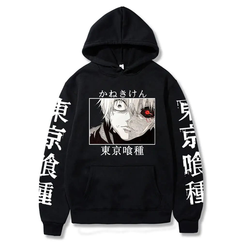 

Токийский Гуль толстовки Kaneki Ken аниме графика Harajuku пуловер свитшот Повседневный Свободный Хип-Хоп Мужская/женская уличная одежда Топы
