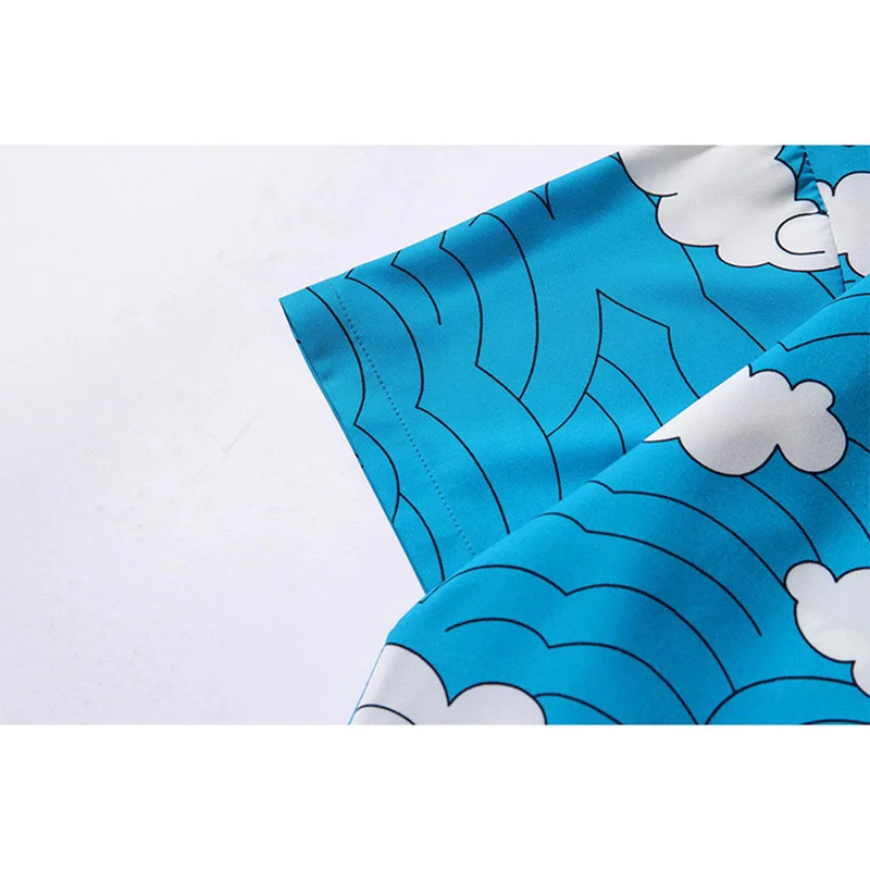 Multi Cloud Print Hawaiian Beach Shirts Hip Hop Short Sleeve Button Up Streetwear Japanese Shirt Mens Fashion Clothing Trends