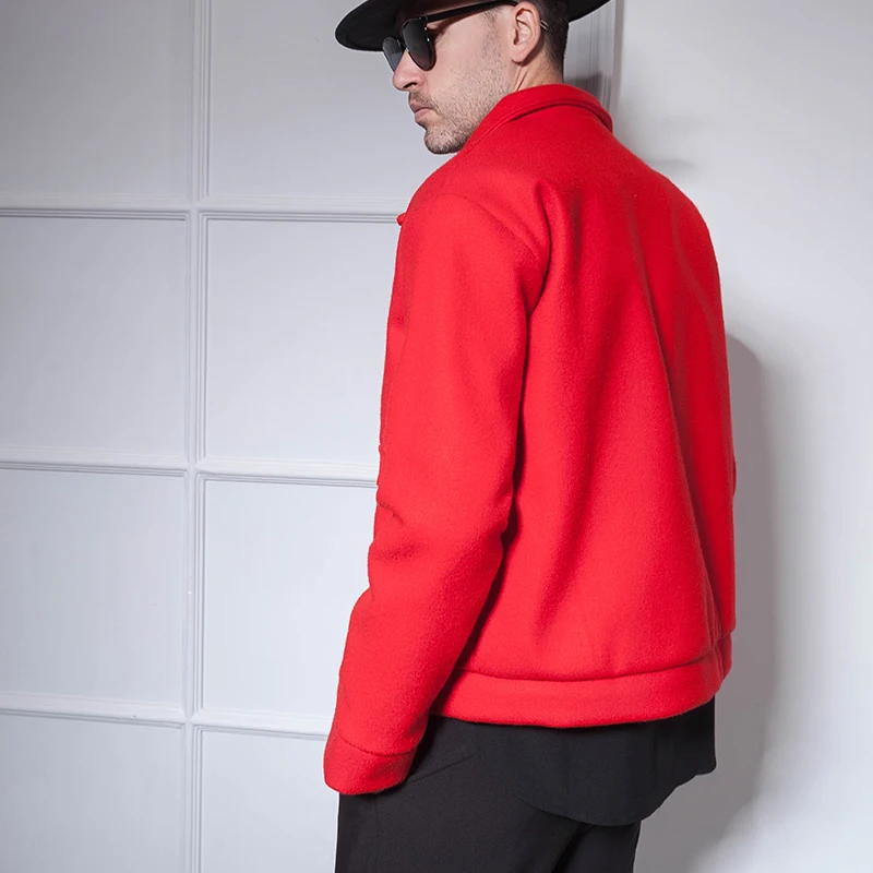 Мужское Короткое шерстяное пальто повседневное короткое приталенное в