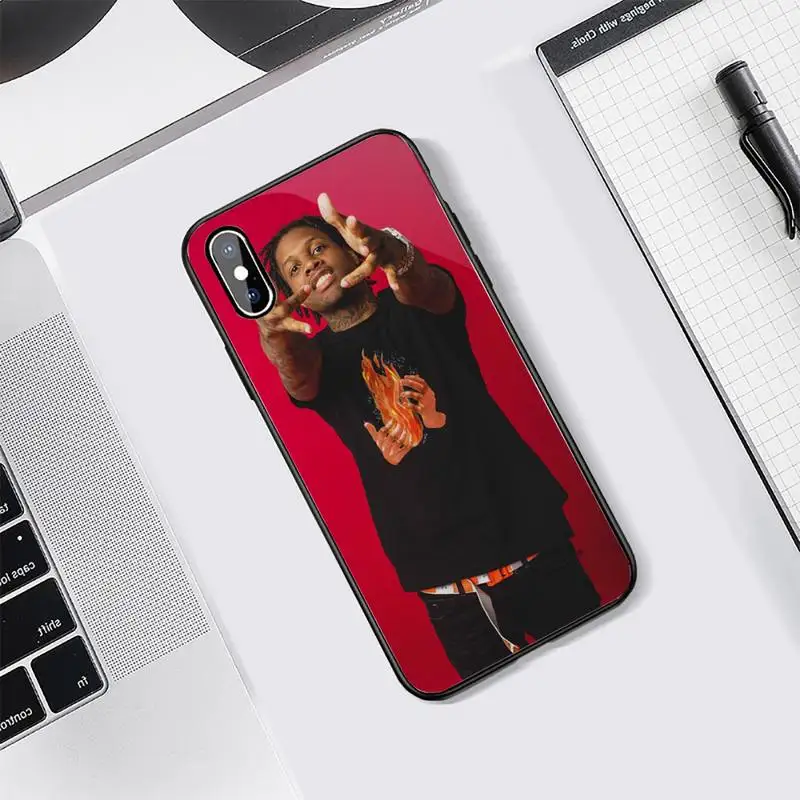 

lil durk Rapper pattern high quality Phone Case Tempered glass For iphone 5C 6 6S 7 8 plus X XS XR 11 PRO MAX