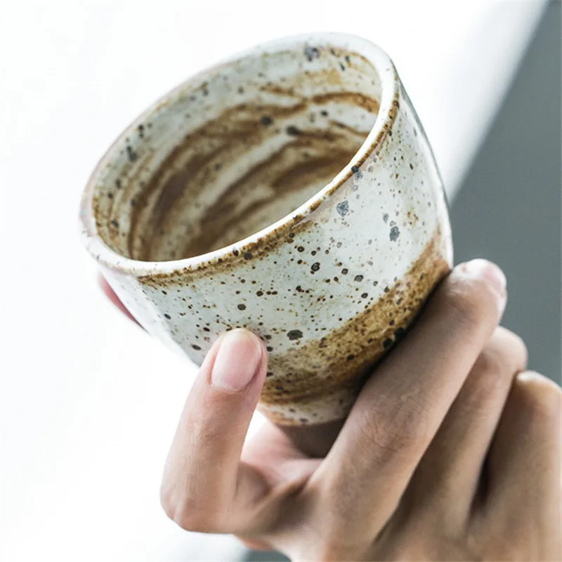 Japanese Handmade Coarse Pottery Teacup Ceramic Kung Fu Small Tea Bowl Retro Cup Creative Coffee Milk Water Mug Drinkware | Дом и сад