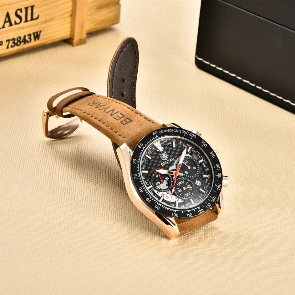 BENYAR 2020 новые мужские часы лучший бренд класса люкс кварцевые наручные кожаный