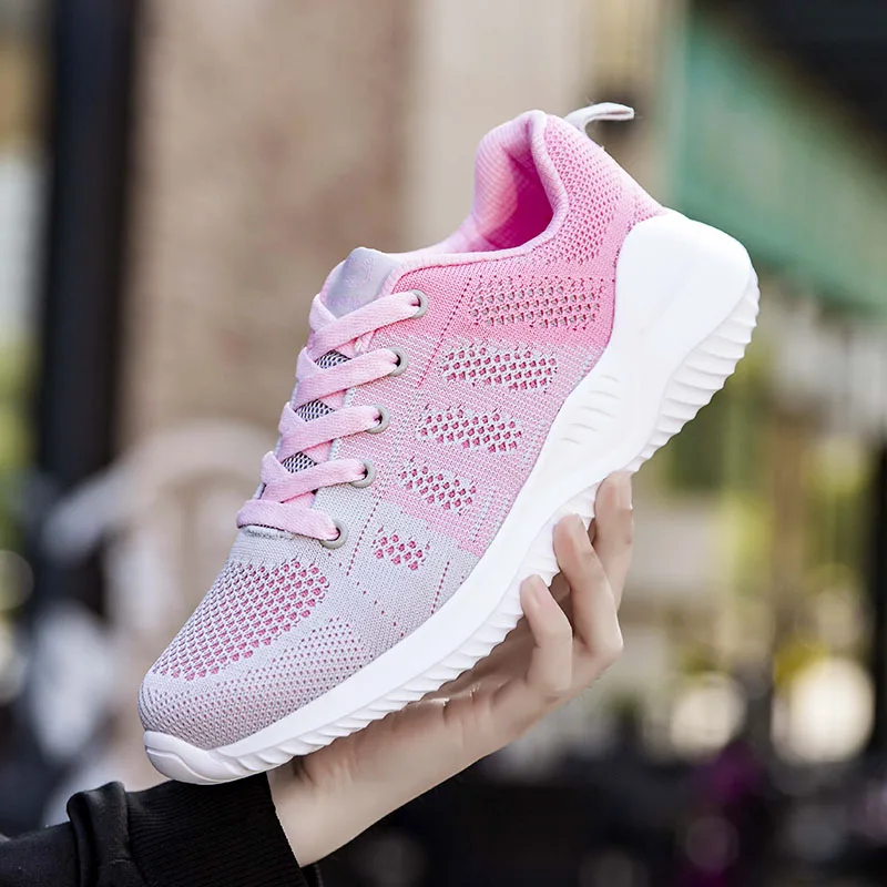 

Кроссовки женские из дышащего сетчатого материала, на плоской вулканизированной подошве