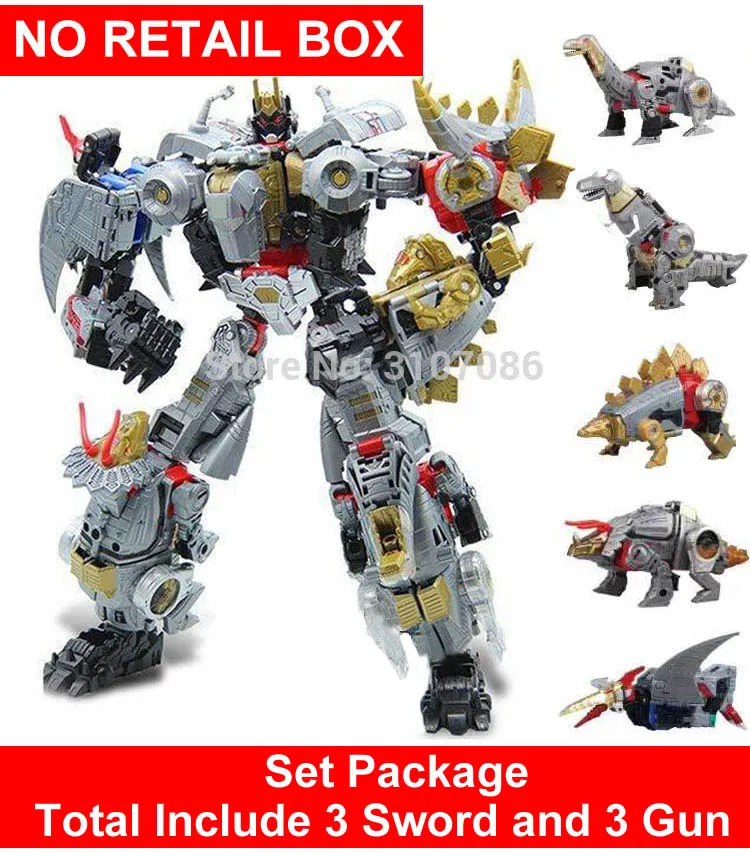 Set No Box BMB трансформация Dinoking Volcanicus Grimlock Slag Sludge Snarl Swoop slash Dinobots 5в1 сплав фигурка робота игрушки - Цвет: Set No Box