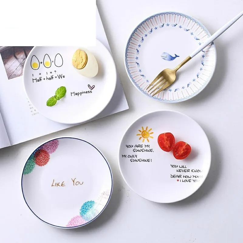 1pc Flower Shaped Dinner Plate European Style Ceramic Afternoon Dishes Gold-rimmed Dinnerware Pasta Dish 6 inch | Дом и сад