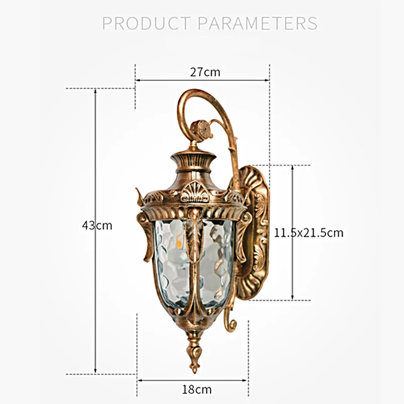 

220V E27 Retro LED Light Path Way Landscape Wall Lamp Garden Yard Fence Lamp Lantern Outdoor Lighting with Bulb