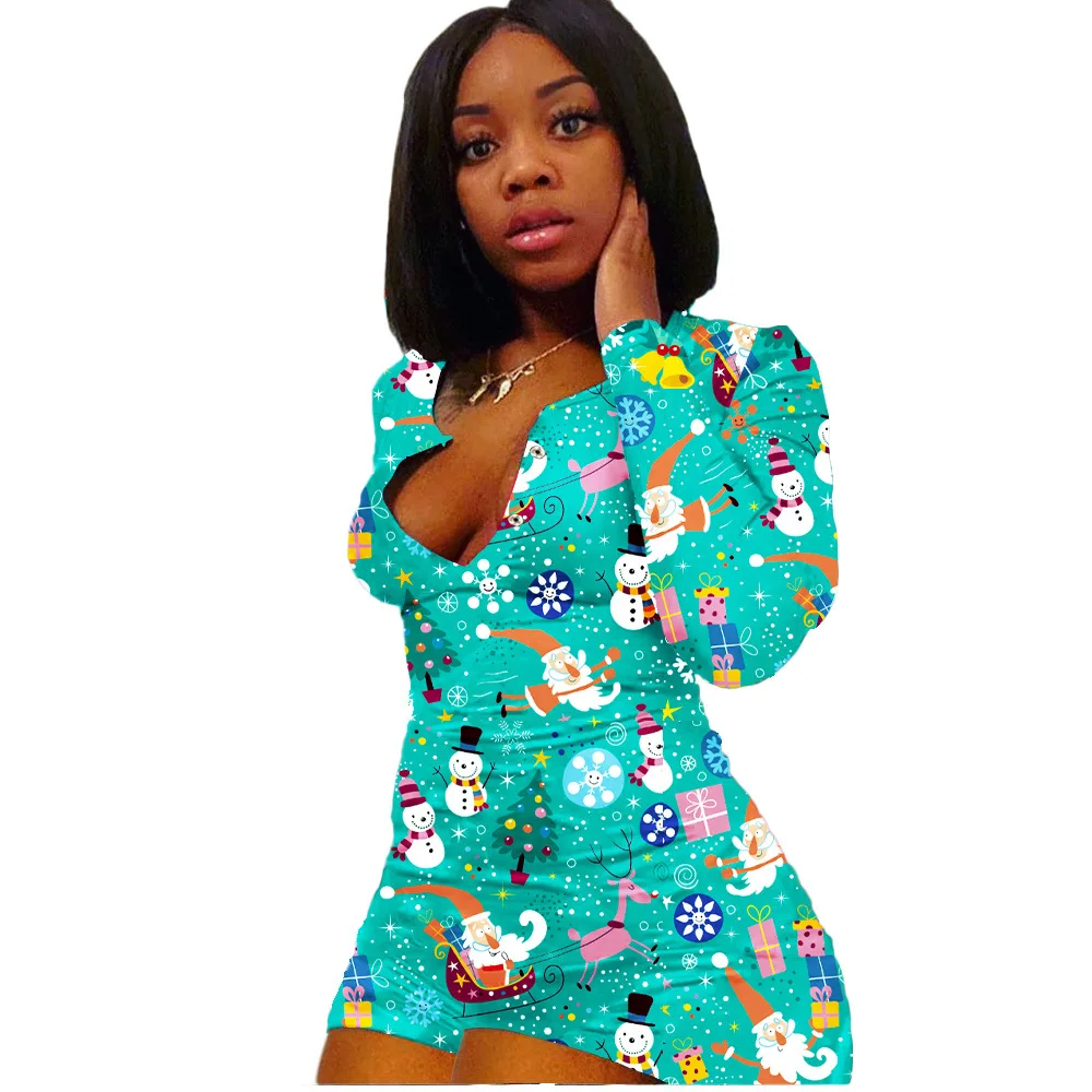 

Kigurumi Cartoon Reindeer Onesies With Butt Flap For Adults Christmas Sexy Sleepwear Romper Women's Tracksuit Open Butt Pajamas