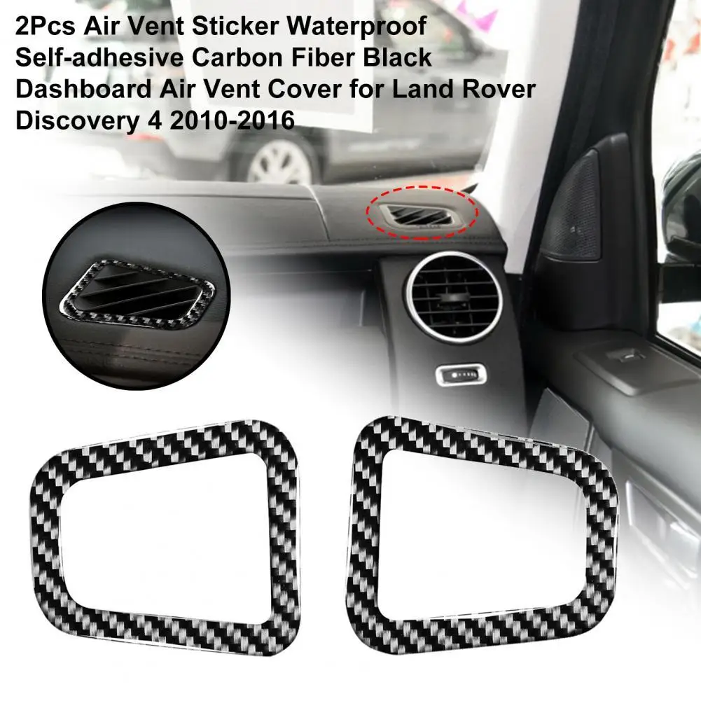 

2Pcs Air Vent Sticker Waterproof Self-adhesive Carbon Fiber Black Dashboard Air Vent Cover for Land Rover Discovery 4 2010-2016