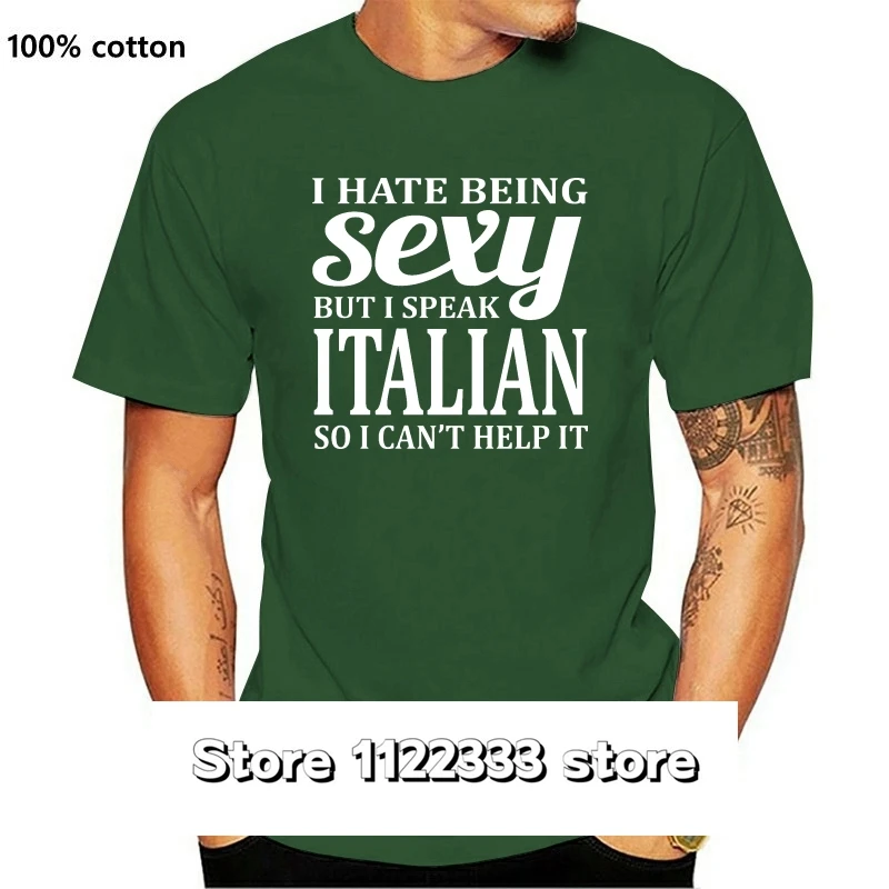 

Camiseta con estampado de I Speak para hombre, Camisa de algodón Simple y auténtico famosa, italiana, divertida, de verano