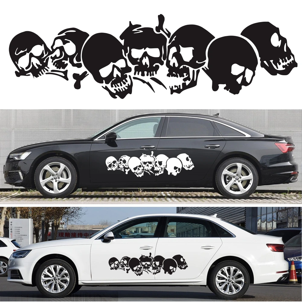 

2PCS Skull Cover Vinyl Decal Large Graphic Side Door Modification Decorative Skulls Stickers for Trucks Car Window Funny Decals