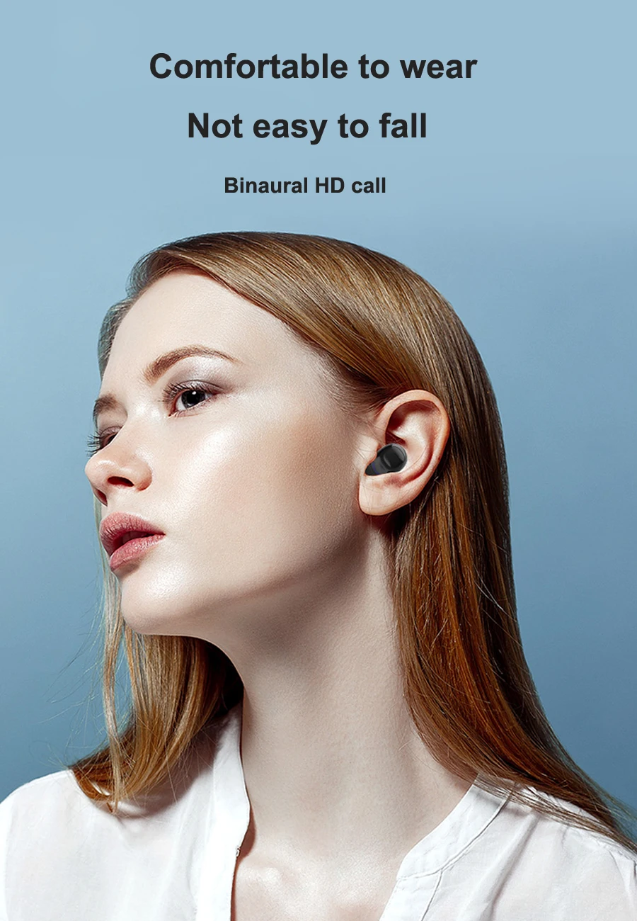 Bluetooth наушники с сенсорным управлением, беспроводные наушники, HiFi 6D бас, стерео гарнитура, громкая связь, бинауральные звонки, наушники с внешним аккумулятором
