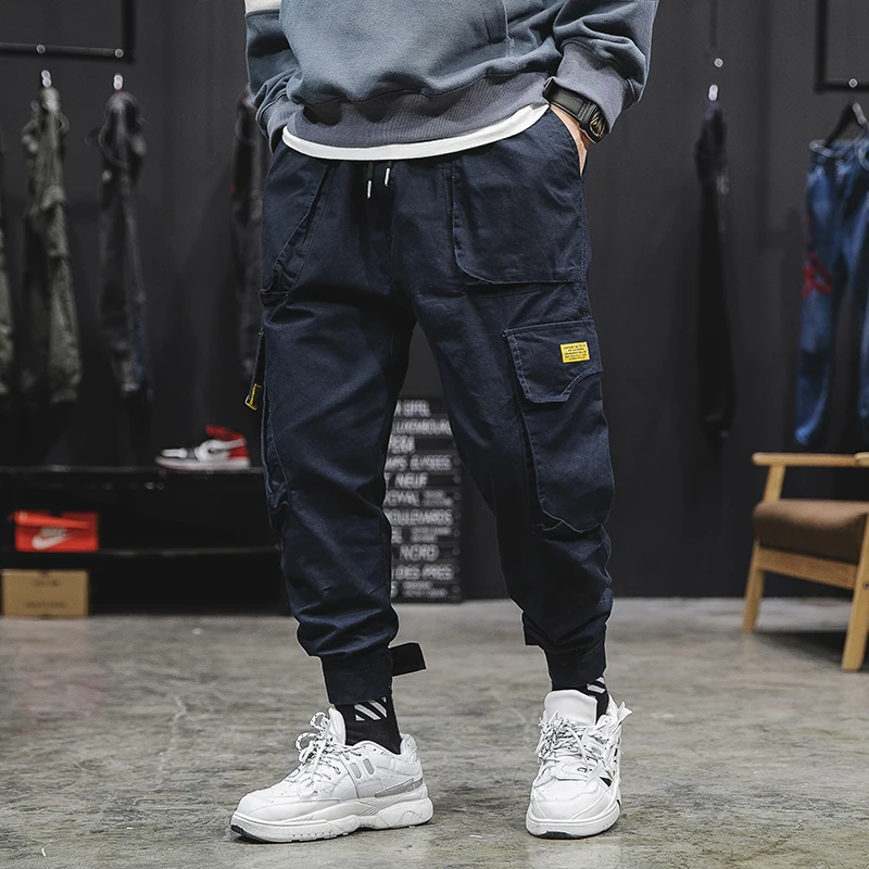 Летние мужские новые одноцветные комбинезоны в японском стиле с несколькими