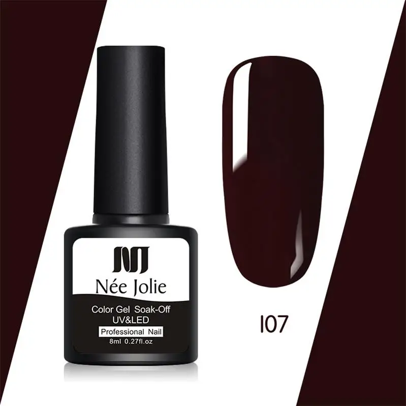 I07 NEE JOLIE1 Bottle 8ml Caramel Series Gel Polish 11 Coffee Colors Soak Off UV Gel Varnish One-shot Color Nail Art Gel - Цвет: I07