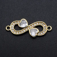 lyvior 8 infinity symbol copper micro inlaid zircon diy bracelet necklace double hole connection accessories peach heart pendant